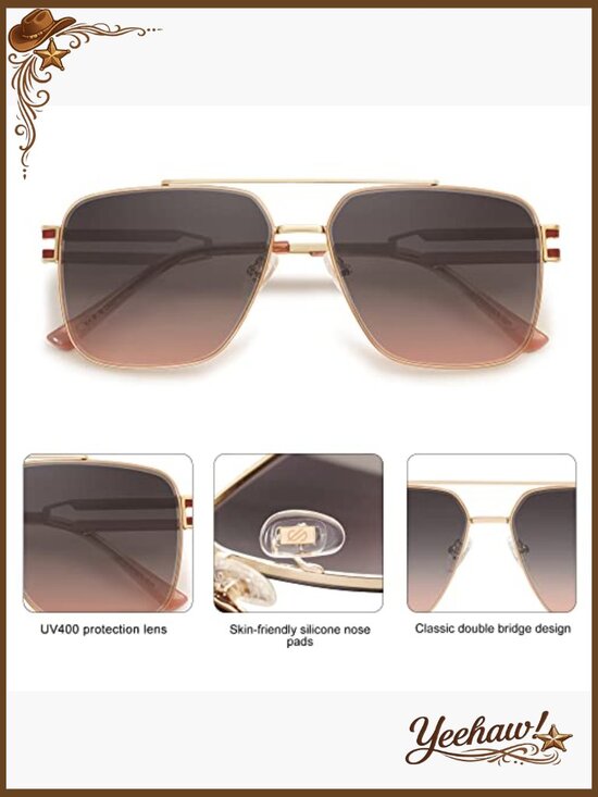 Retro Oversized Square Sunglasses with UV400 Protection